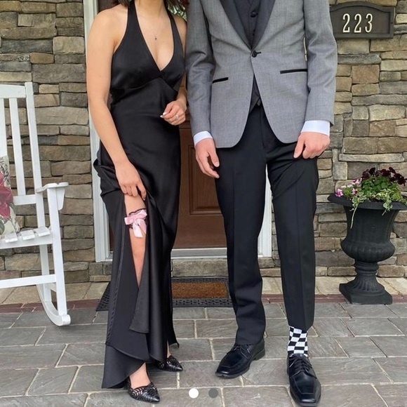 BCBGMaxAzria Black Satin Halter Dress - Picture 11 of 13